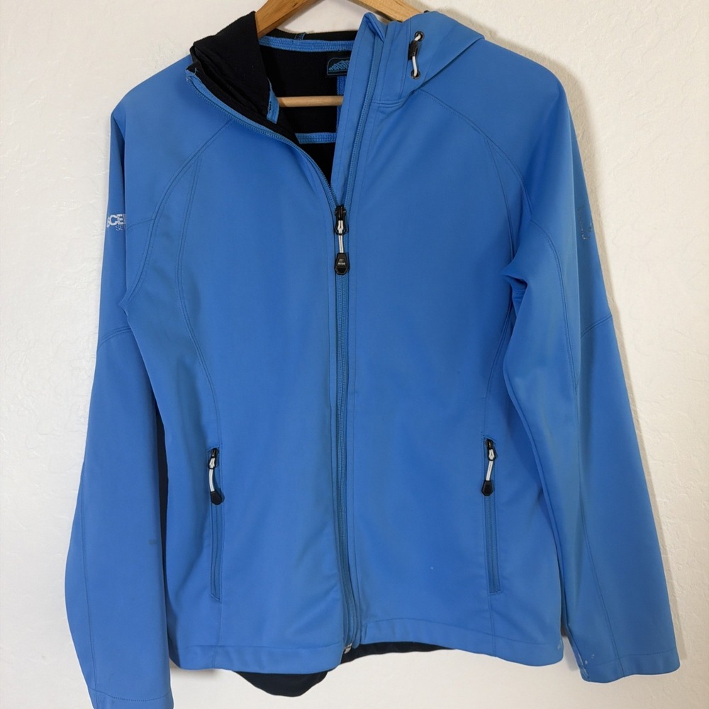 EMS Eastern Mountain Sports Womens Blue M Ascent Jacket Hooded Outdoors Shell
